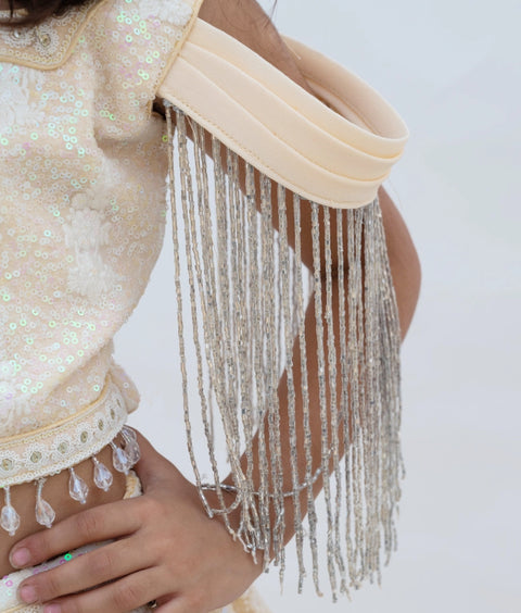 Pre-Order: Beige Ombre Lehenga Choli Set