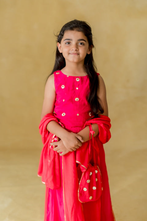 Pre-Order: Pink Chakri Lehenga Set