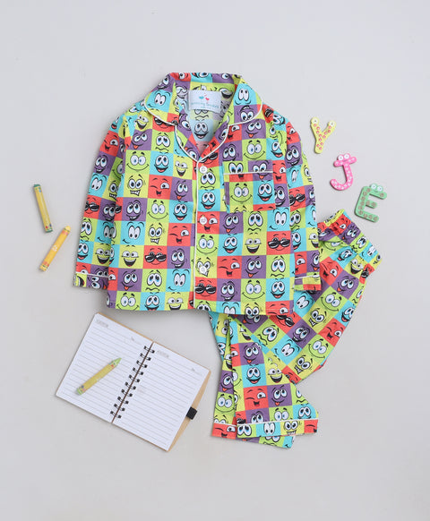 Pre-Order: Funny Faces Print Night Suit