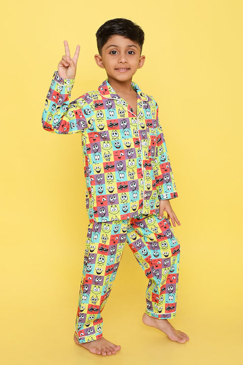 Pre-Order: Funny Faces Print Night Suit