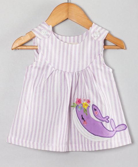 Stripe print infant coordinate set with whale patchwork on top-Lilac