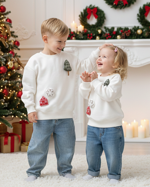 Pre-Order: Kids' Festive Threadwork Appliqué Jumper