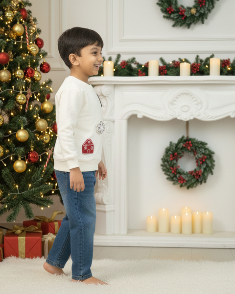 Pre-Order: Kids' Festive Threadwork Appliqué Jumper