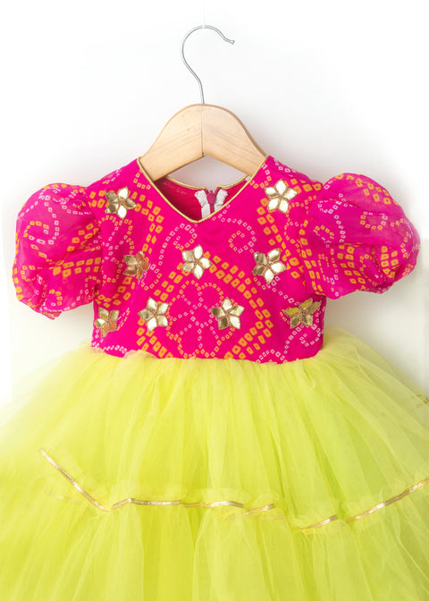 Pre-Order: Yellow Pink Festival wear Dress