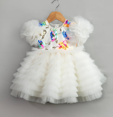 Pre-Order: Off-White Multicolour Sequin Dress