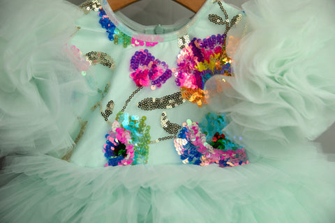 Pre-Order: Sea Green Multicolour Sequin Dress