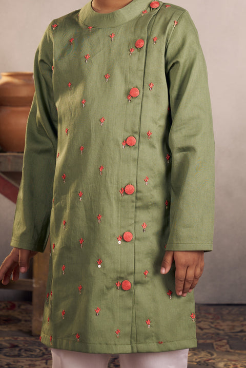Pre-Order - OLIVE KURTA SET FOR BOYS