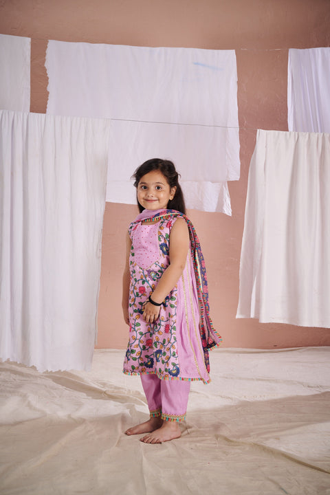 Pre-Order: Pink Kalamkari Anarkali Suit