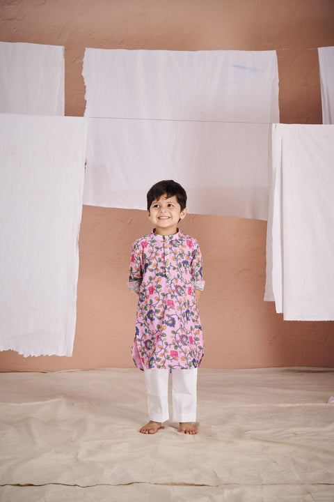 Pre-Order: Pink Kalamkari Kurta Set