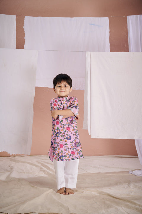 Pre-Order: Pink Kalamkari Kurta Set