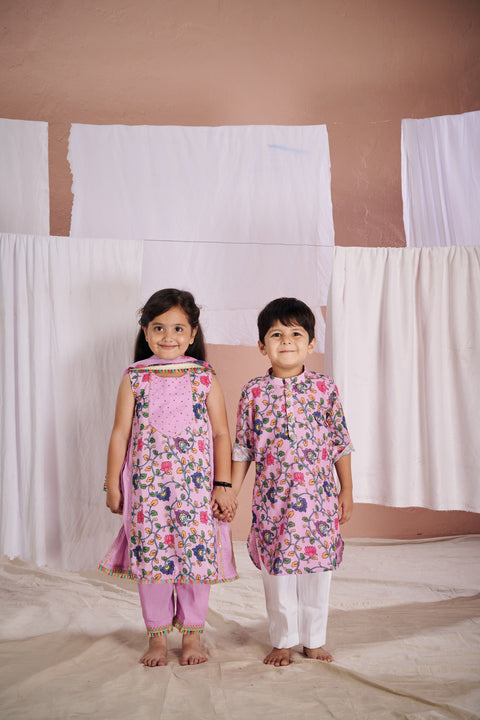 Pre-Order: Pink Kalamkari Kurta Set