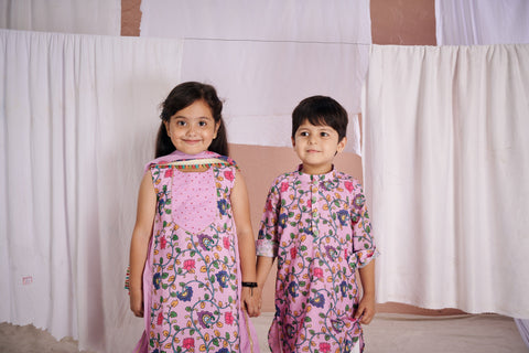Pre-Order: Pink Kalamkari Kurta Set