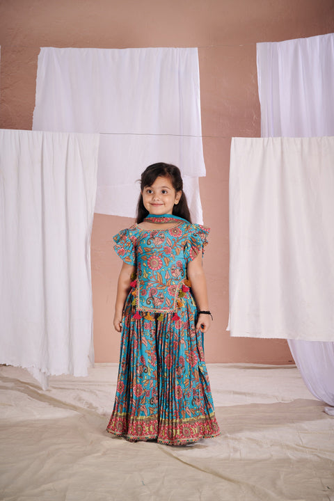 Pre-Order: Blue Kalamkari Sharara Set