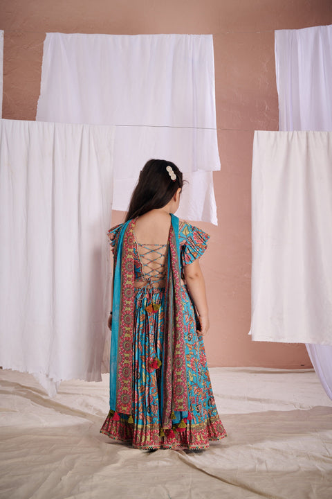 Pre-Order: Blue Kalamkari Sharara Set