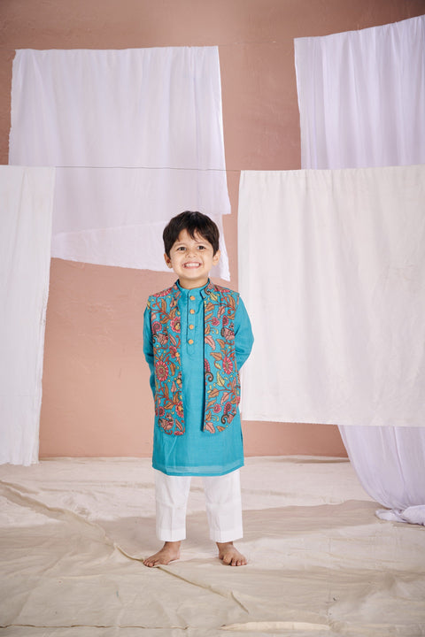 Pre-Order: Blue Kalamkari Kurta Set