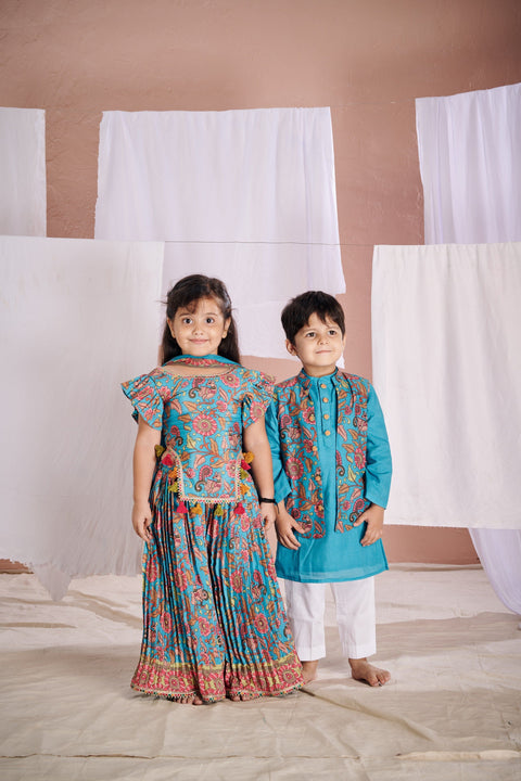 Pre-Order: Blue Kalamkari Kurta Set