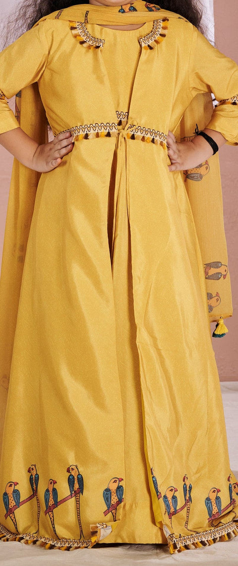 Pre-Order: Yellow Parrot Anarkali Jacket Set