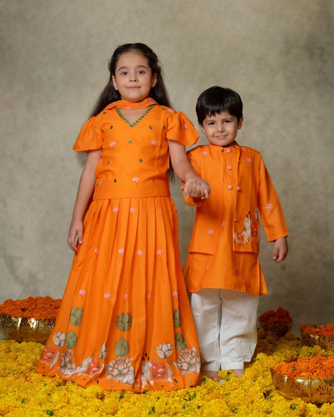 Pre-Order: Orange Pichwai Bandi Set