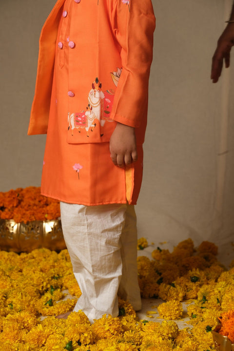 Pre-Order: Orange Pichwai Bandi Set