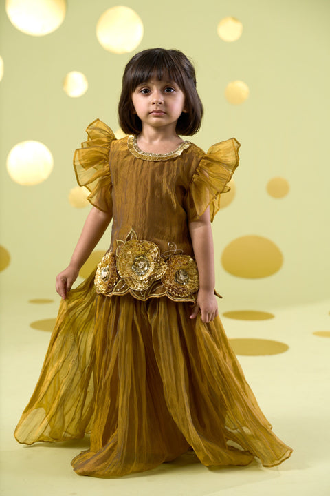 Pre-Order: YELLOW GOTA FLOWERS SHARARA SET