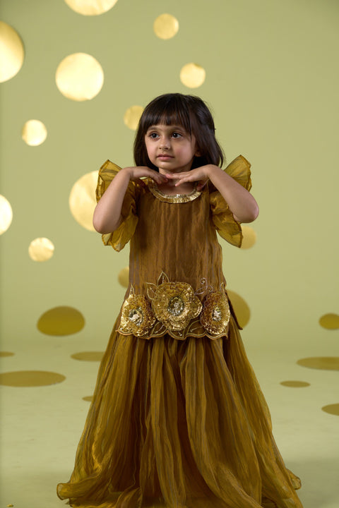 Pre-Order: YELLOW GOTA FLOWERS SHARARA SET