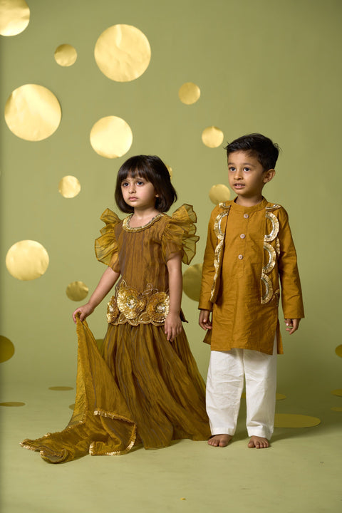 Pre-Order: YELLOW GOTA FLOWERS SHARARA SET