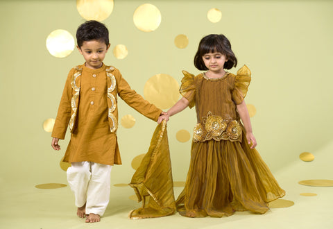 Pre-Order: YELLOW GOTA FLOWERS SHARARA SET