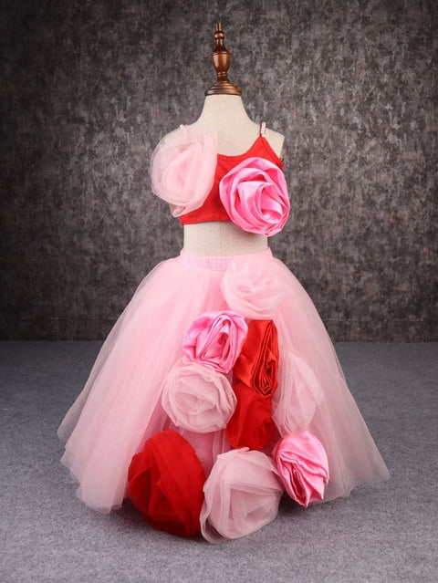 Pre-Order: Gorgeous Pink and Red Flower Lehenga
