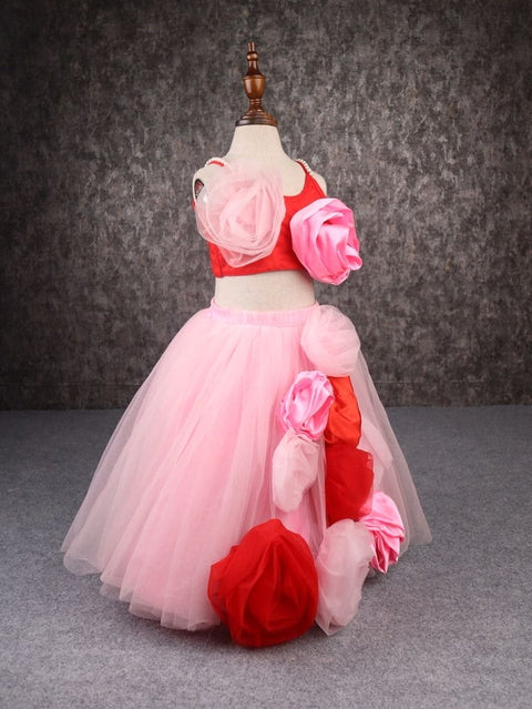 Pre-Order: Gorgeous Pink and Red Flower Lehenga