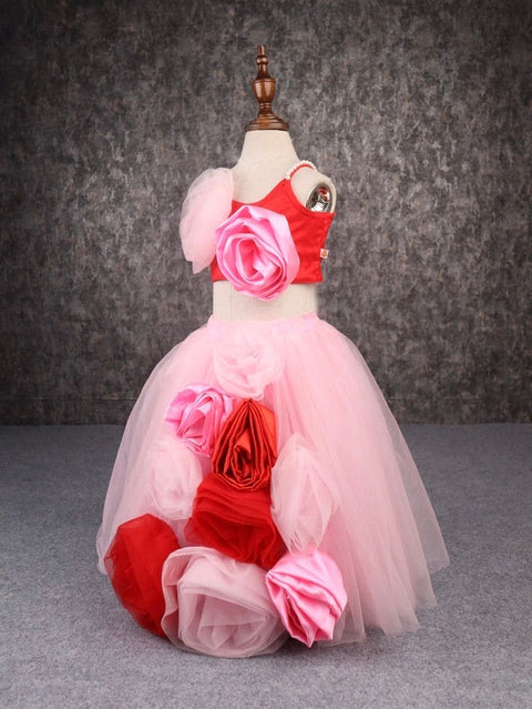 Pre-Order: Gorgeous Pink and Red Flower Lehenga