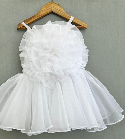 Pre-Order: Blossom Ruffle Tulle Dress in White