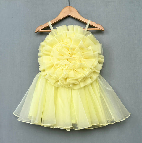 Pre-Order: Blossom Ruffle Tulle Dress in Lemon Yellow