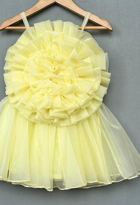Pre-Order: Blossom Ruffle Tulle Dress in Lemon Yellow