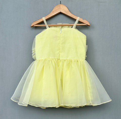 Pre-Order: Blossom Ruffle Tulle Dress in Lemon Yellow