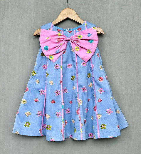 Pre-Order: Floral Breeze Bow Dress in Sky Blue