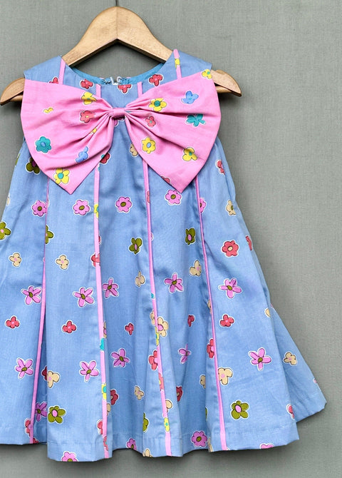 Pre-Order: Floral Breeze Bow Dress in Sky Blue