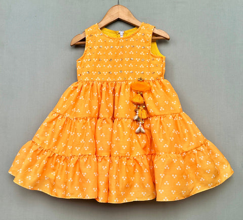 Pre-Order: Hand embroidered Yoke Dress with Tiers