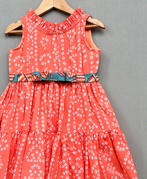 Pre-Order: Bandhni Printed Dress with Stylish Belt