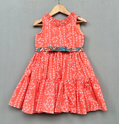 Pre-Order: Bandhni Printed Dress with Stylish Belt