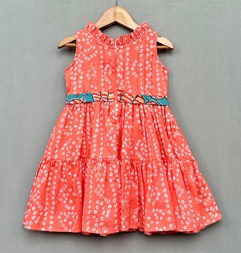 Pre-Order: Bandhni Printed Dress with Stylish Belt