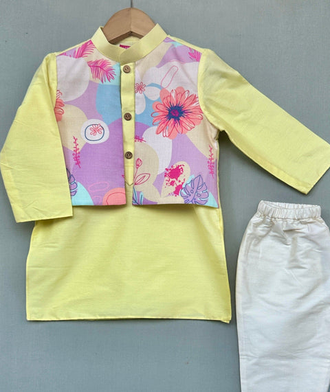Pre-Order: Floral Printed Attached Jacket Set with Pant