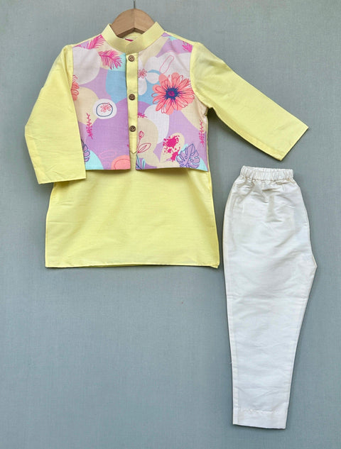 Pre-Order: Floral Printed Attached Jacket Set with Pant