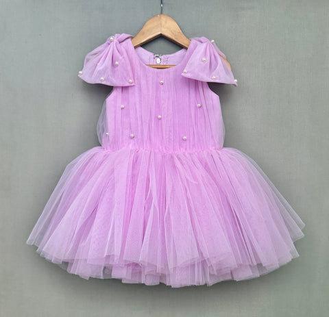 Pre-Order: Lavender Net Dress with Bow