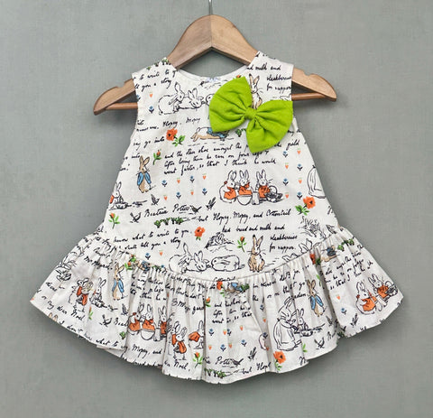 Pre-Order: Peter Rabit printed Dress with Bow