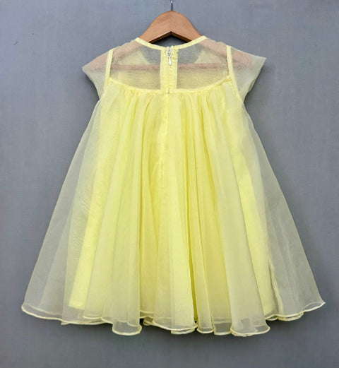 Pre-Order: Floral embellished A-line Dress in Yellow