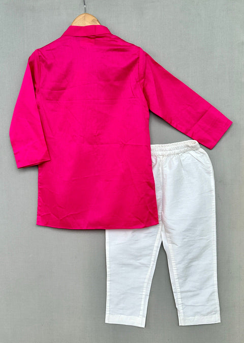 Pre-Order: Rani Pink Pocket Embroidered Kurta Set