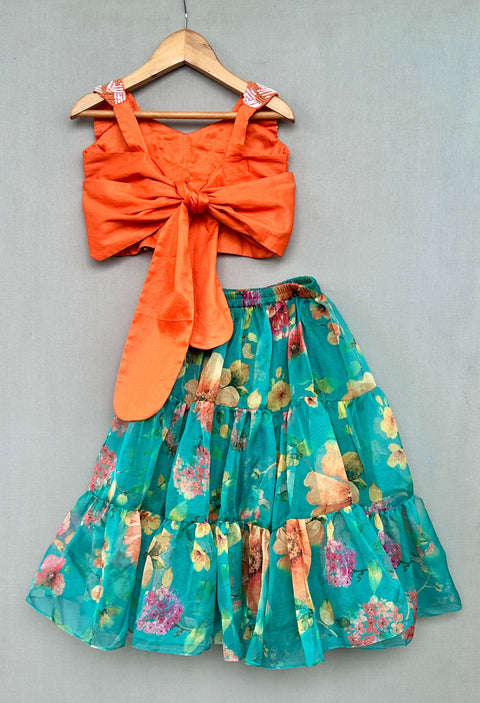 Pre-Order: Floral Lehenga Set with Hand Embroidered Blouse