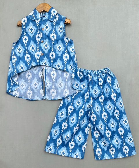 Pre-Order: Ikat Printed Co-ord Set in Blue