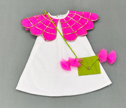 Pre-Order: Shimmer A line Dress with embroidered cape