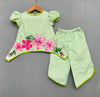Pre-Order: Gingham Checks Co-ord Set with Applique embroidery-Green